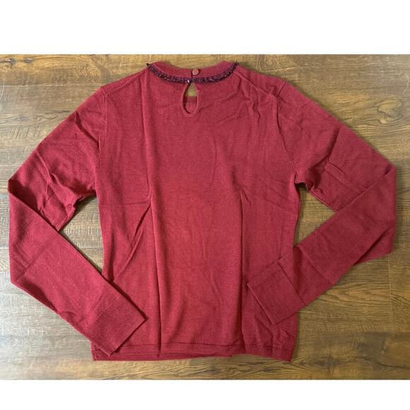 J. Crew Carolyn embellished fitted crewneck sweater in merino wool small - Picture 4 of 6